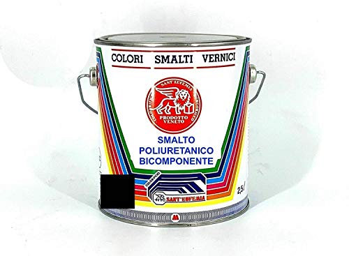 SMALTO VERNICE POLIURETANICO LUCIDO - SATINATO SINTETICI PROFESSIONALE (KG 1,5 RAL 9005 NERO SATINATO)