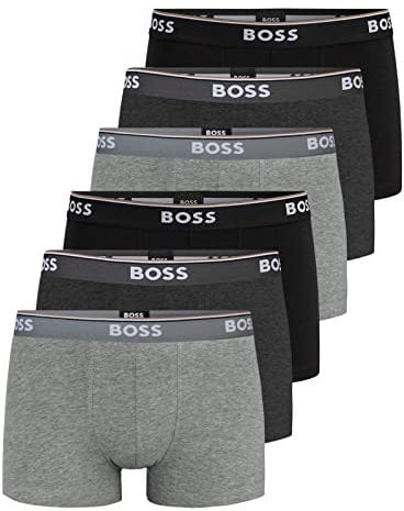 BOSS Herren Power Boxer Trunks Unterhosen Cotton Stretch 6er Pack, Farbe:Mehrfarbig, Wäschegröße:2XL, Artikel:-061 Black/Anthracite/Grey