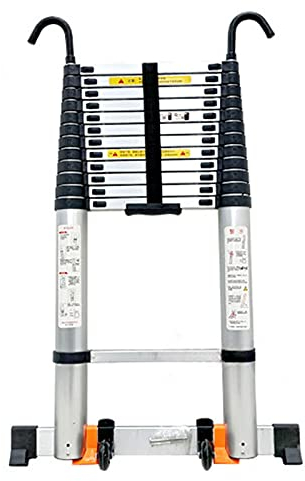 GGZONE 8 m/ 7 m/ 6,2 m/ 5 m/ 4 m/ 3,8 m/ 2,6 m Teleskopleiter mit abnehmbarem Haken, klappbare Aluminium-Verlängerungsleitern für Wohnmobile/Dachzelte/Dachböden/Arbeiten im Freien (Size : 8.1m/26ft)