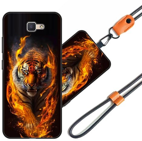 JEZSTHAI Handyhülle Kompatibel mit Samsung Galaxy J5 Prime Hülle Silikon Dünn mit Muster Design,Weiche Flexibel Stoßfeste Schutzhülle mit Handykette & Handykordel zum Umhängen,Nr.A07