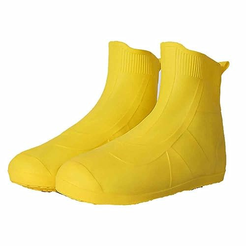 SHTGOI 1 Paar Silikon Überschuhe Wasserdicht Schuhüberzieher rutschfeste Regenüberschuhe Wiederverwendbare Regen-Schuhe Faltbare Galoschen für Regen Schneetag Wüstenstrand Schlammige Gelb 2XL