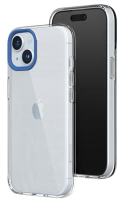 RHINOSHIELD Crystal Clear Case kompatibel mit [iPhone 15] | Fortschrittliche Vergilbungsresistenz, Hohe Transparenz, Personalisierbare und Transparente Schutzhülle - Kobaltblau