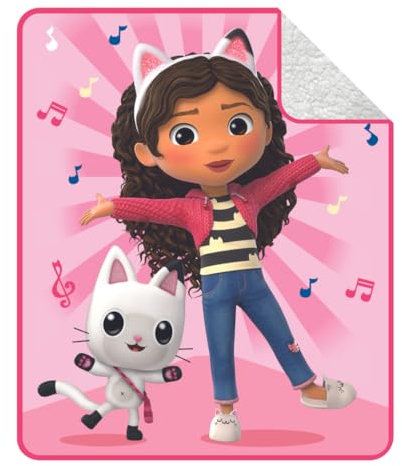 Franco DreamWorks Gabby's Dollhouse Kinder-Bettwäsche, weicher Plüsch-Sherpa-Decke, Überwurf, 127 x 152,4 cm (offizielles Lizenzprodukt)