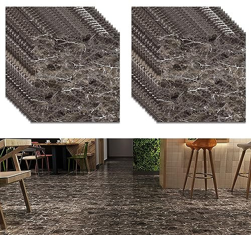 maxant Self Adhesive Floor Tiles, PVC Flooring Planks, Waterproof Flooring Tile, Peel and Stick Floor Tiles, Floor Sticker for Kitchen Bathroom Living Room, 30 * 30cmX1.5mm (30 * 30cmX1.5mm, 24pcs D)