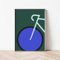 Mabudi Poster Vintage Fahrrad - Poster Retro - Fahrrad Poster - Abenteuer Poster - Fahrrad Bauhaus Print - Kunstdruck Zweirad (Grün-Blau, DIN A0 (84,1x118,9cm))