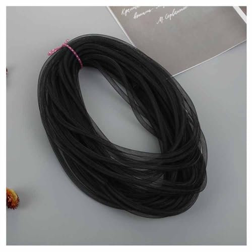 SHTGOI 1 Stück 25m Elastische Mesh Schlauch Basteln 8mm Netz-Rohr Flex Netzschlauch Meterware Kreative Netzschnur DIY Schmuck Zubehör für Schleife Armband Halskette Kränze Handwerk Schwarz