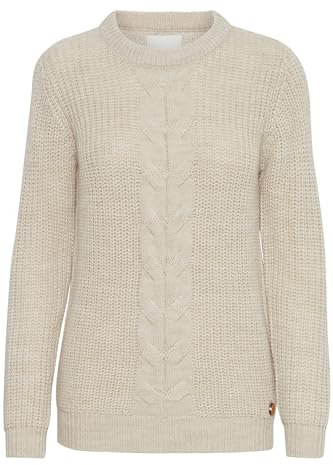 OXMO OXNatasja Damen Strickpullover Grobstrick Pullover, Größe:S, Farbe:Cement Melange (1407081)