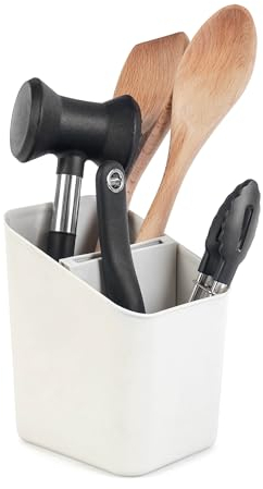 KADAX Escurreplatos para cubiertos, escurridor de cubiertos, escurridor para cubiertos, escurridor de cubiertos, soporte para escurrir cubiertos, caja de drenaje (blanco)