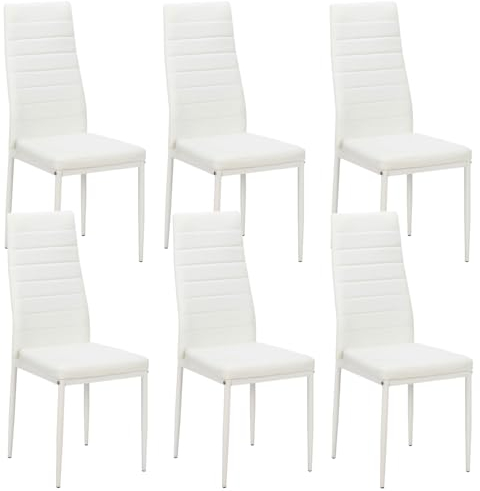 LEADZM Esszimmerstühle 6er Set mit hoher Rückenlehne wasserdicht für Esszimmer & Küche Küchenstühle Esszimmerstuhl Stühle 120kg (Weiß, 6er Set)