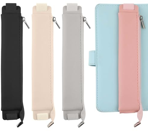 4PCS Adjustable Elastic Band Pen Holder PU Leather Pen Sleeve Pouch Pencil Holder Case Detachable Journal Notebook Pencil Holder for Notebook Books Planners Binders Books