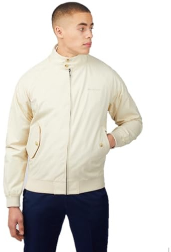 Ben Sherman Herren Signature Harrington Jacke, cremefarben, Größe L, cremefarben, L