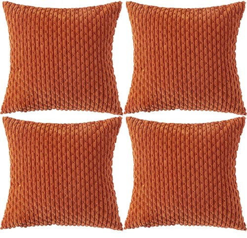 Ci & Ci 4er Set Boho Deko Kissenbezug 50x50 cm, Rost Kissen Sofakissen Dekokissen Zierkissen, Flauschig Kissenbezüge Kissenhülle für Sofa Couch