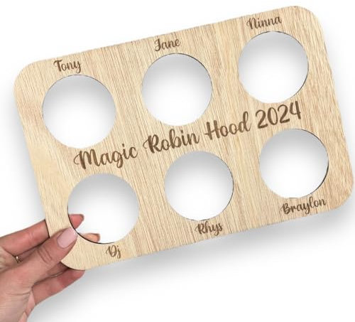 Personalized Drinks Tray Caddy: Holds six beers, custom engraved with your name or message. Ideal for holidays and parties. Durable, stylish, and easy to carry
