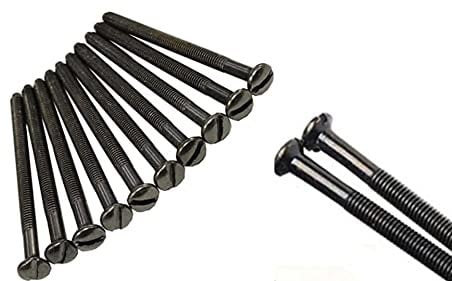 Electrical Long Socket Screws 40mm, 50mm, 75mm Black Nickel, Brass, Chrome M3.5 Screw Flat Raised Slotted Head Threaded Bolt for Switches, Plugs, Sockets, Fixings (20, Black Nickel, 50mm)