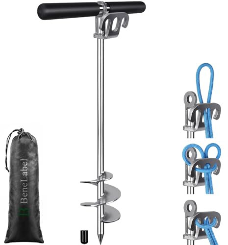 BeneLabel Anker Boot, Kajak Bootsanker 66cm SUP Kanus Strandanker Sandpflock zum Einschrauben Spiral Wind Spike für Schlauchboote Jetski Kleine Mittel Große Boote mit Aufbewahrungstasche