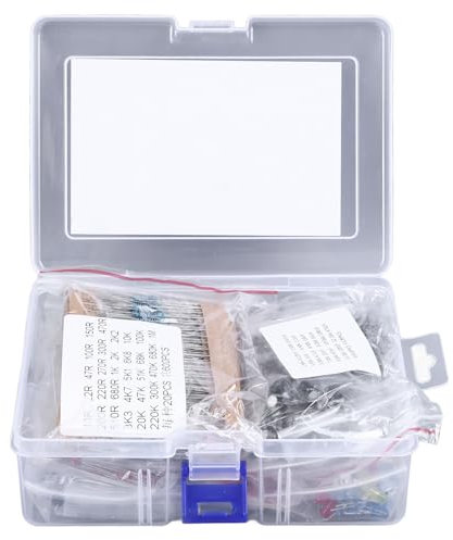 KIT D'Assortiment de Composants Electroniques 1500PCS Resistances Transistors Condensateurs Electrolytiques LED Diodes pour Projets avec Boite de Rangement