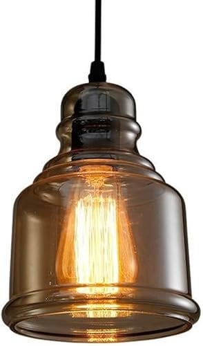 Simple Wine Bottle Glass Dining Chandelier Antique Jar Shades with Tinted Glass Height Adjustable Pendant Light,Led Ceiling Pendant Lamp