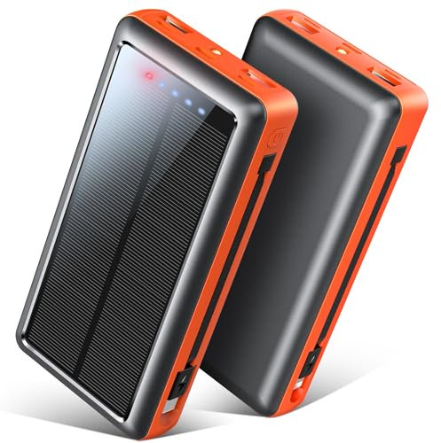56800mAh 65W Portable Power Bank Battery Pack, 7 Charging Ports USB-C Fast Charging Phone Charger, Solar Power Bank with LED Display&Flashlight, for iphone/android