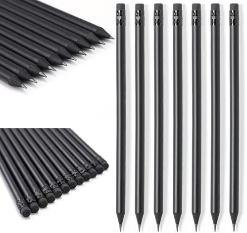 Sxutop 100 Stück Holzbleistift Schwarz Bleistifte HB Set Bleistifte Schwarz mit Radiergummi Graphitstifte Skizzierstifte Holz Bleistift Büro Schule Schreiben für Skizzieren Zeichnen Färbung 19 cm Lang