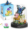 Fiotha Blumen Bausteine Set, Schmetterlings Blumenstrauß Baustein Set, Bausteine Blumen, mit Staubdichte Kuppel Und Sockel, Mikro Blumen Bausteines, Geschenke für Kinder und Erwachsene (530 Teile)