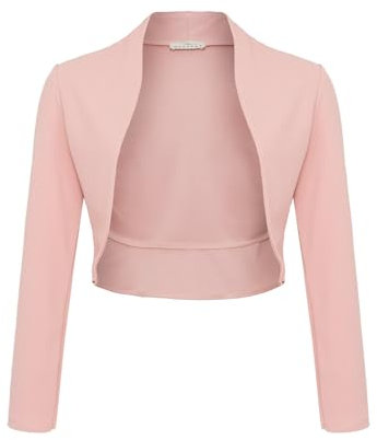 DANAEST Bolero de manga larga para mujer, cárdigan festivo, chaqueta de hombro, top corto (700), altrosa, XS Corto
