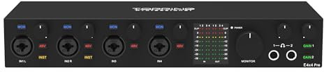 Topping Professional E4x4 Pre, USB-Audio-Interface mit 4 Eingängen und 4 Ausgängen, Schwarz