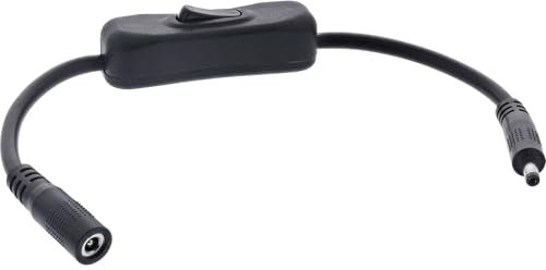 InLine DC Kabel mit Schalter, DC Stecker/Buchse 4,0x1,70mm, AWG 18, schwarz, 0,2m, 26906C