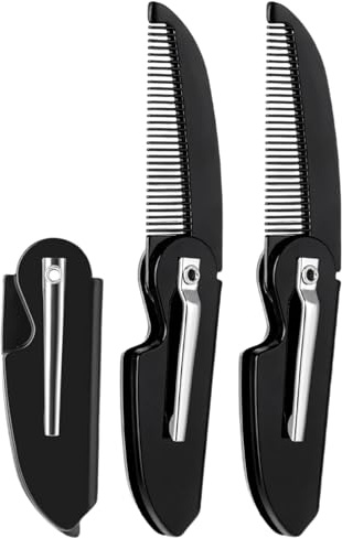 Heanvmyss 3PCS Folding Mustache Comb Falten Kamm Männer,Faltbarer Taschenbartkamm,Frisurkamm,Herrenkamm Klein,Klappkamm für Herren,Salon,Zuhause,Styling