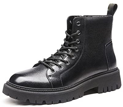 ETZRYSYB Mens Oxford Scarpe Uomo Stivali In Vera Pelle Lace-Up Cerniera Stivaletti Moda Maschile Inverno Scarpe, nero, SIZE 41 EU