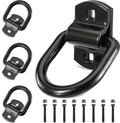 Idong 5400kg Schwerlast Zurrösen für Anhänger PKW Anhänger Zubehör, 4 Stück Zurröse Anhänger Haken D Ring mit Schrauben, Zurrösen Aufbauring für Ladungssicherung LKW, PKWs, Kajak, Boot und Transporter