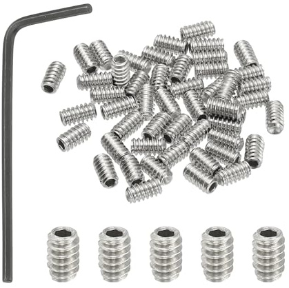 PATIKIL #6-32x1/4 Innensechskant Stiftschrauben Set, 50 Stück 304 Edelstahl Cup Point Madenschrauben Mit Innensechskantschlüssel Für Türgriffe Badezimmerarmaturen