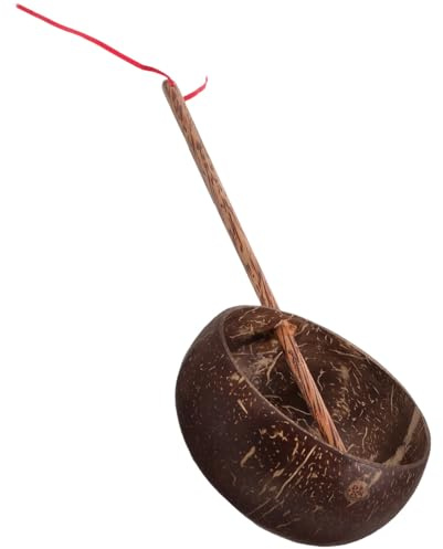 Coconut Shell Long Handle Ladle 15 Inch Water Dipper Spoon for Bath Sauna Kitchen Outdoor Use Multi-Functional Scooping Spoon