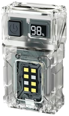 WARSUN DC08 Swivial - Linterna LED recargable, 800 lúmenes, mini luz de trabajo, pequeña linterna EDC con clip trasero, linterna magnética, para emergencias, pasear al perro, trabajo, senderismo