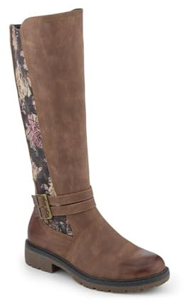 Pavers Long Casual Boots - Tan Floral Size 6