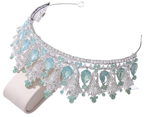 Couronnes pour femmes, Bijoux de cheveux Couronne Diadèmes for femmes Luxe Forêt Rose Bleu Opale Cristal Diadèmes de mariée