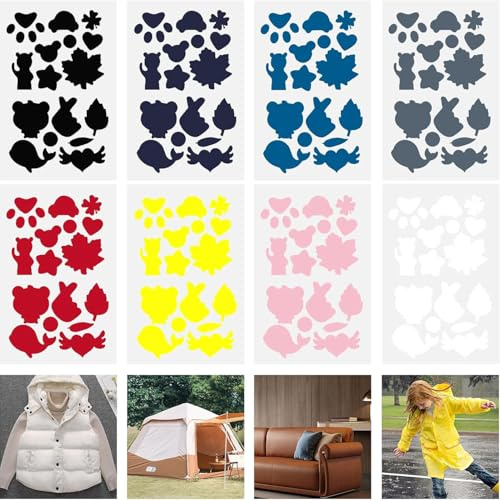 GETRICH Daunenjacke Flicken Reparaturset, 16 Blatt, 8 Farben | Flicken Selbstklebend Stoff Waschbares Nylon Flicken Daunenjacke für Jacken Zelt Markisen Schlafsack