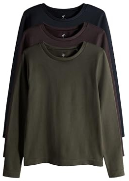 THE SET Damen Gerippte Active Langarmshirts, 3er-Pack