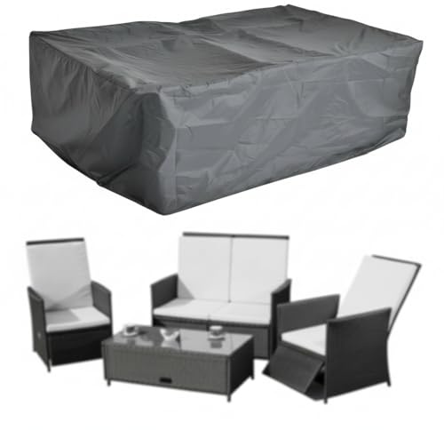 Mucola Schutzhülle Gartenmöbel Abdeckung Gartentisch 192x82x65 cm Schwarz | Mit Kordelzug am Saum für sicheren Halt, UV-Schutz, robustes PE-Gewebe, pflegeleicht abwischbar, für Sitzgruppe und Tisch