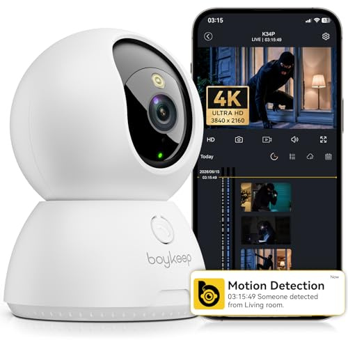 4K Indoor Cameras for Home Security, Pet Camera with App, Indoor Security Camera with AI Human & Pet Detection, 360° Pan Tilt, Auto Tracking, Color Night Vision, Two-Way Audio, Works with Alexa