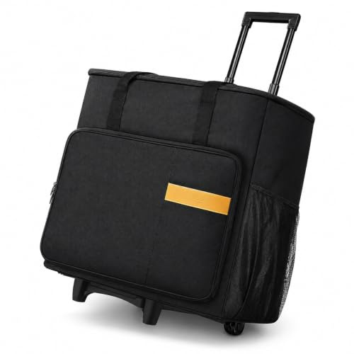 Pitrumo PC Carrying Case on Wheels, Desktop Travel Bag with Detachable Trolley for PC Tower, Monitor, Keyboard and Mouse, Black (Bag Only, for 27 Monitor)