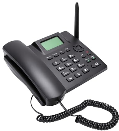 Asixxsix Telefono Cordless GSM 2G, Telefono Fisso Dual SIM da Tavolo con Display da 2,4 Pollici, Radio FM, Sveglia, Rubrica da 500, Vivavoce per Ufficio Call Center di Casa Hotel