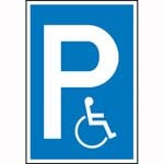 Betriebsausstattung24® Parkplatzschild aus Kunststoff | P - Rollstuhlfahrer | für Ihren Parkplatz | Maße 25,0 x 40,0 cm | Behindertenparkplatz