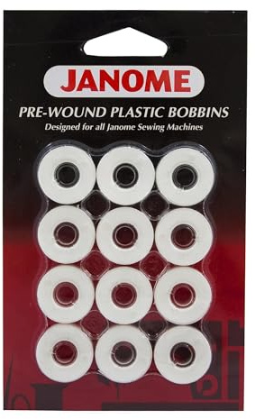 Janome Pre-Wound Plastic Bobbins White Thread by Janome