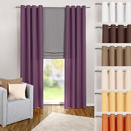 heimtexland ® Tenda con Occhielli, in Lilla, a Tinta Unita, Opaca ma traslucida, 245 x 140 cm – Tenda Decorativa in Microfibra con Bellissimo Caso Leggero – Tenda Viola Typ117