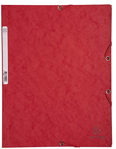 Exacompta 55505SE Premium Einschlagmappe aus extra starkem Colorspan-Karton mit Rückenschild und 2 Gummizügen für DIN A4 Sammelmappe Eckspanner-Mappe rot