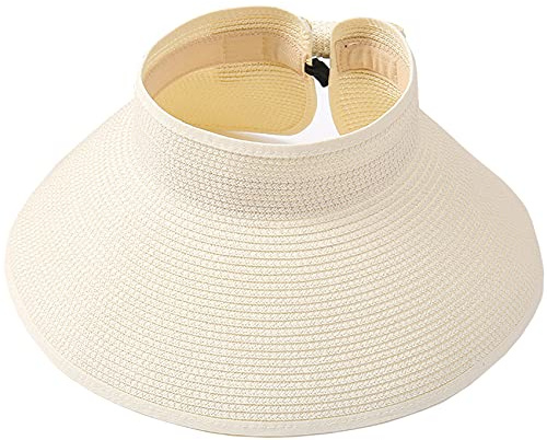 SYAYA Para mujer Verano Plegable Paja Visera De Ala Ancho Sombrero Plegable Mujeres Brach Cap M01