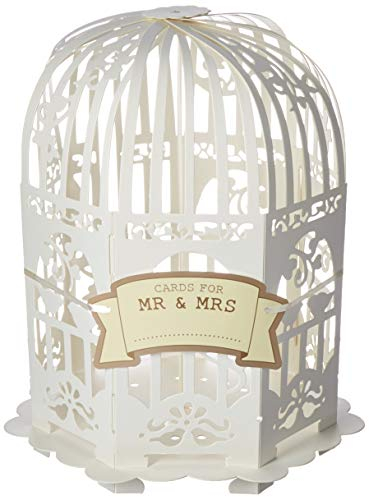Ginger Ray Elfenbeinfarbener Vintage-Briefkasten mit Vogelkäfig, für Hochzeiten und Partys