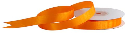 Satinband 12mm x 25m Rolle - FARBAUSWAHL in 3/6/12/18/25/38/50/75/100mm - farbecht & waschbar - Schleifenband für Hochzeit - Geschenkband zum Verpacken Dekorieren Basteln - Orange 668