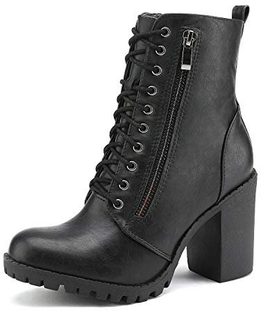 DREAM PAIRS Stivali da Donna con Tacco Grosso e Stivaletti Donna Fashion Stivali Stivaletti con Plateau e Tacco Alto,Size 41.5,Nero,Silverado