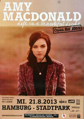 Amy Macdonald - Beautiful Light, Hamburg 2013 » Konzertplakat/Premium Poster | Live Konzert Veranstaltung | DIN A1 «